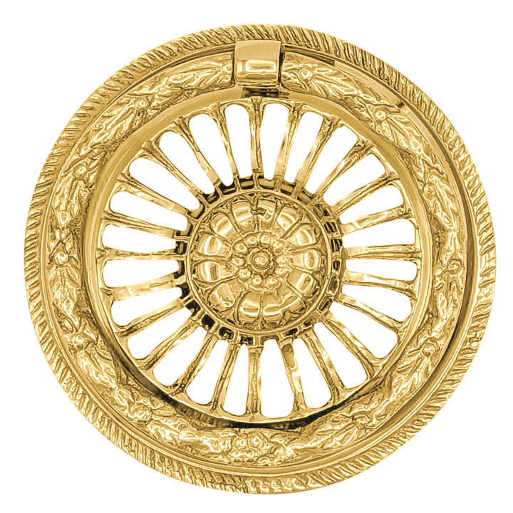 3 5/8 Inch Solid Brass Radiant Flower Drawer Ring Pull