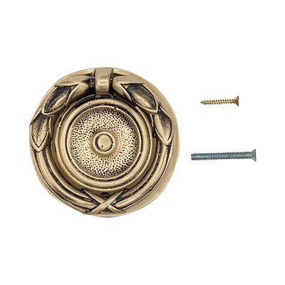 2 3/4 Inch Solid Brass Ribbon & Reed Drawer Ring Pull