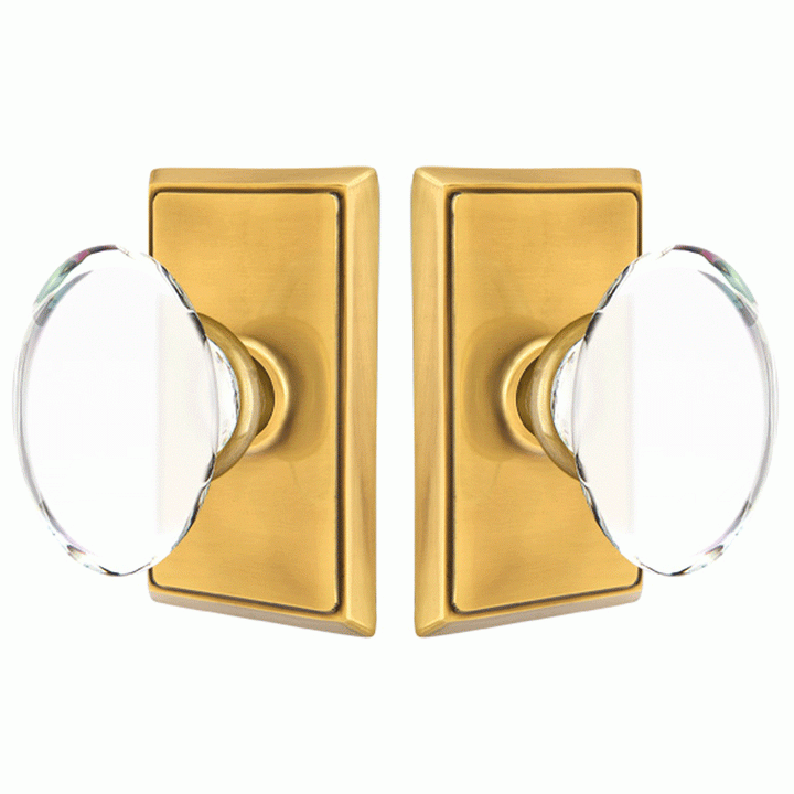 ##Antique Hardware## Crystal Hampton Door Knob Set With Rectangular Rosette (Several Finish Options)