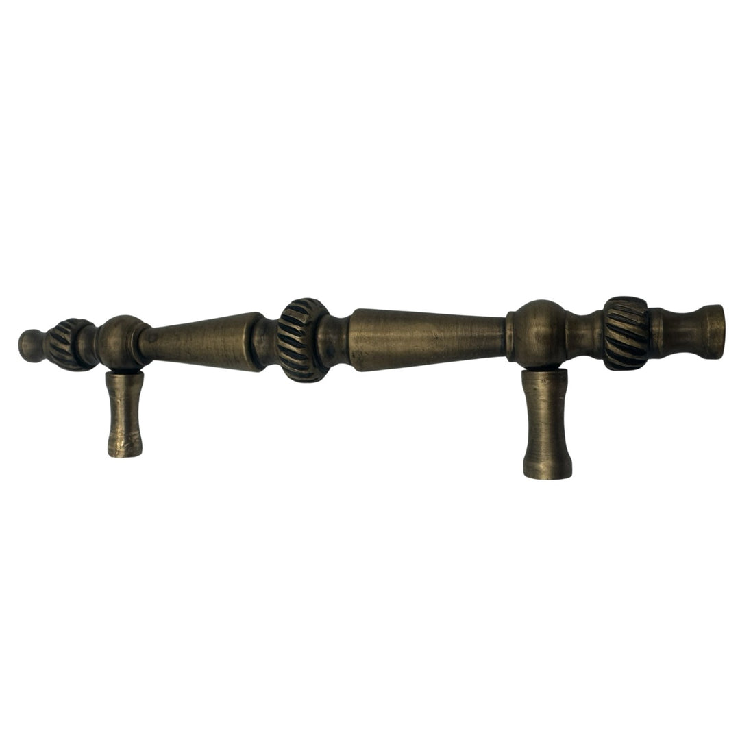5 Inch Overall (3 Inch c-c) Solid Brass Georgian Roped Style Pull (Antique Brass Finish)