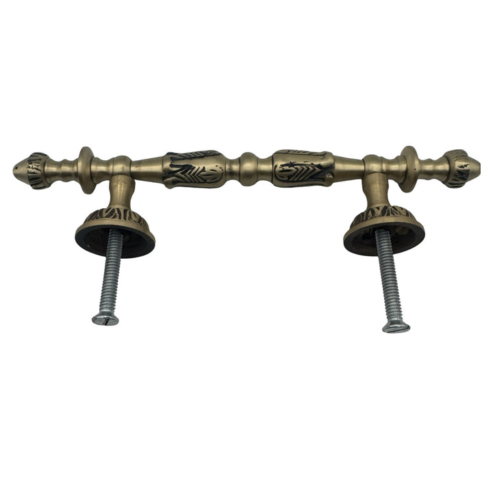 8 Inch (4 1/2 Inch C-C) Solid Brass French Empire Door Pull (Antique Brass Finish)