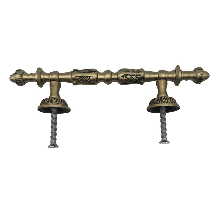 8 Inch (4 1/2 Inch C-C) Solid Brass French Empire Door Pull (Antique Brass Finish)