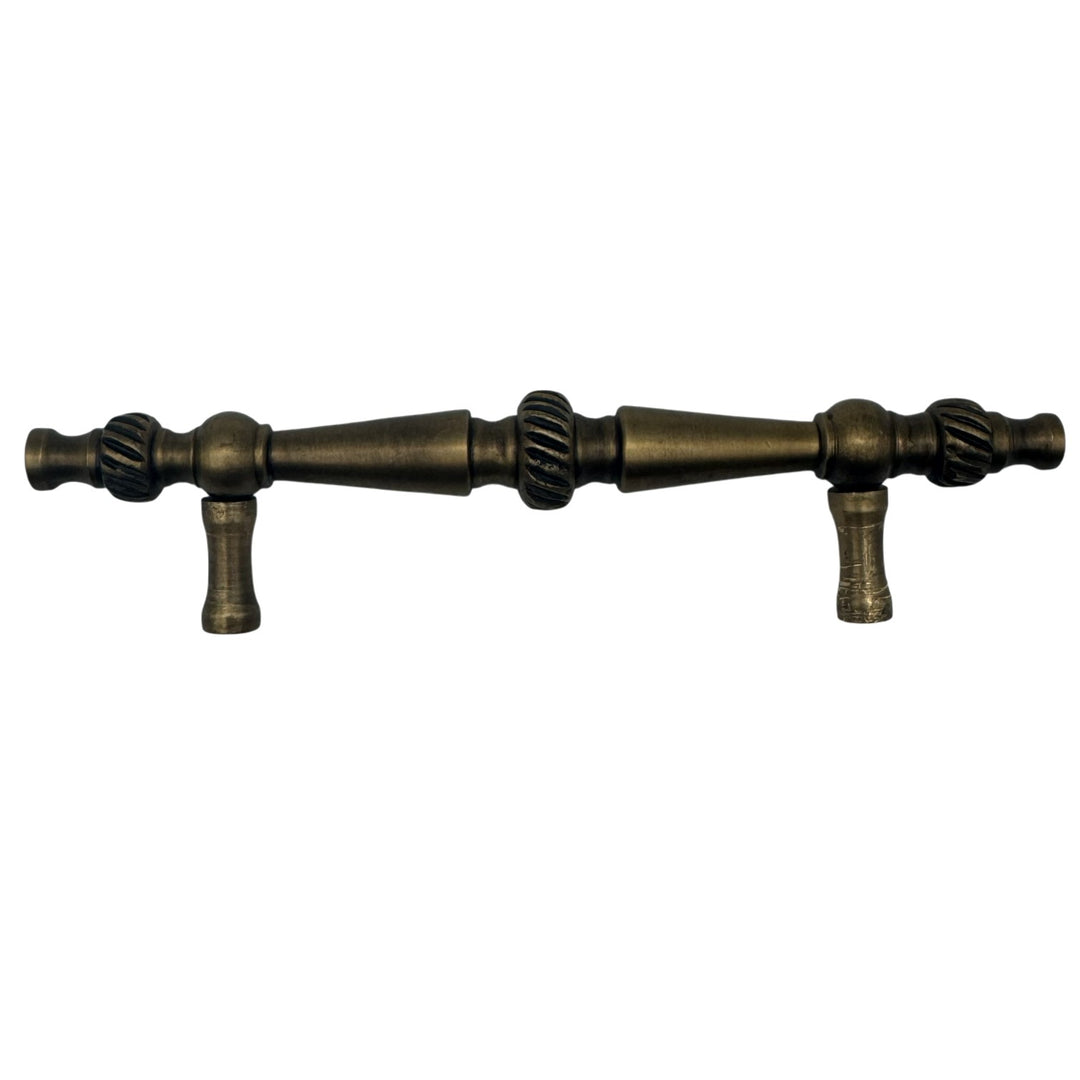 5 Inch Overall (3 Inch c-c) Solid Brass Georgian Roped Style Pull (Antique Brass Finish)