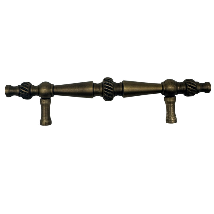 5 Inch Overall (3 Inch c-c) Solid Brass Georgian Roped Style Pull (Antique Brass Finish)