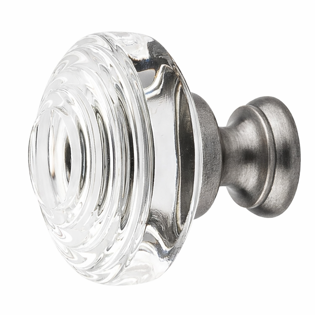 1 1/4 Inch Clear Crystal Glass Deco Cabinet & Furniture Knob