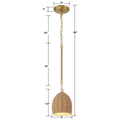 ##Antique Hardware## Jace 1 Light Soft Gold Mini Pendant