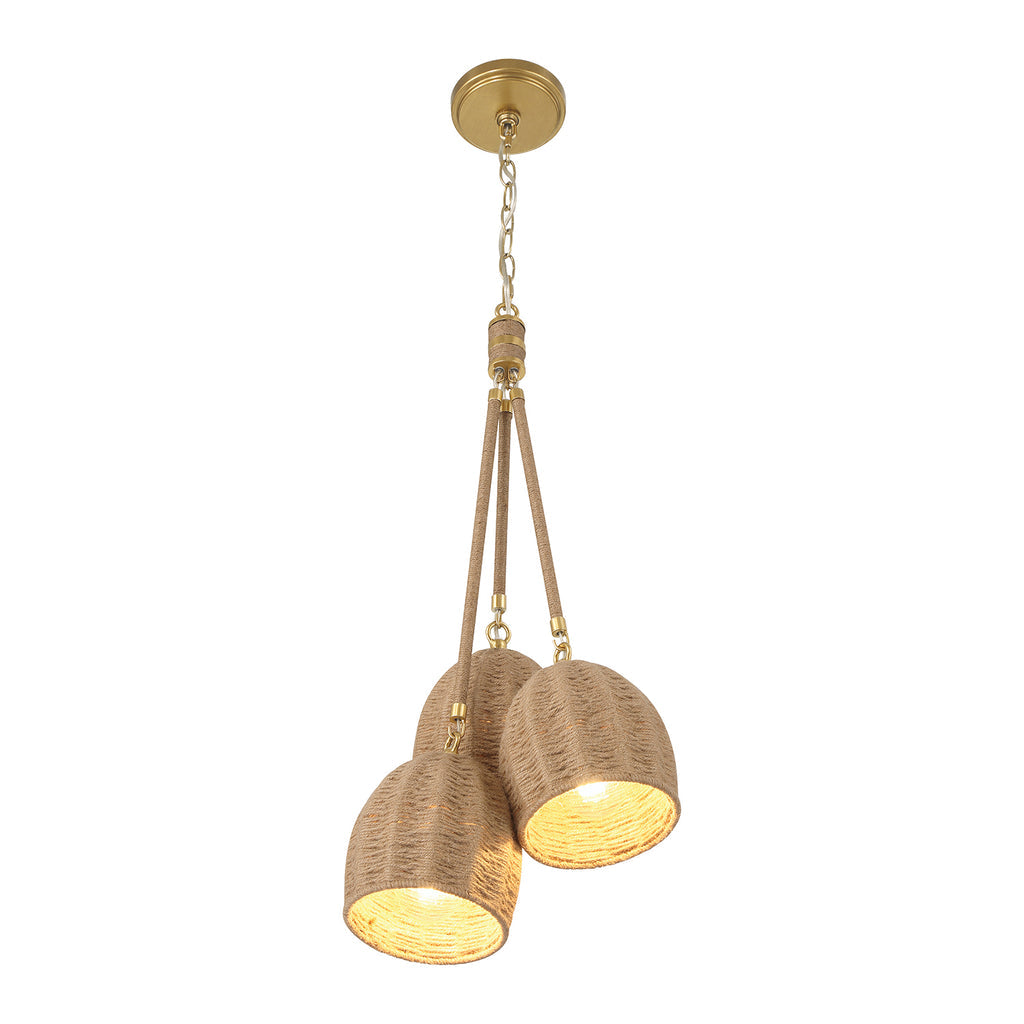 ##Antique Hardware## Jace 3 Light Soft Gold Pendant