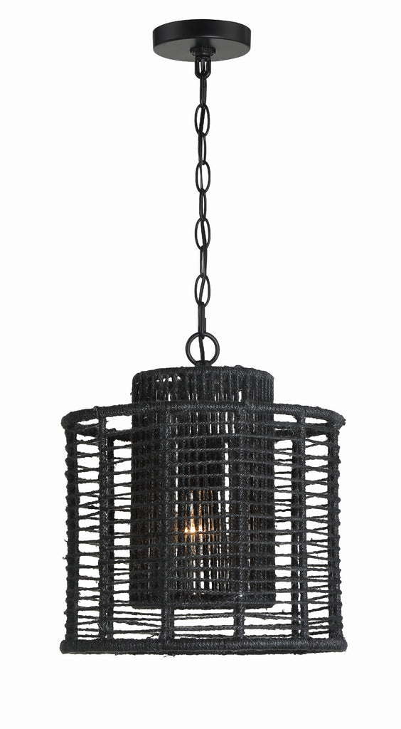 ##Antique Hardware## Jayna 1 Light Matte Black Mini Pendant