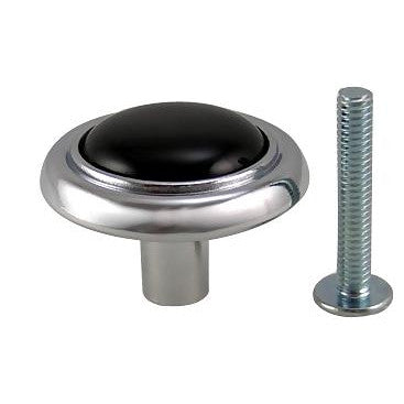 Antique Hardware 1 1/4 Inch Chrome & Black Ceramic Round Button Cabinet & Furniture Knob CABINET KNOB