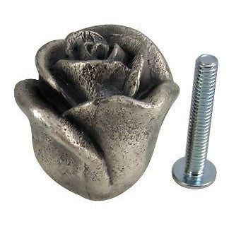 Antique Hardware 1 3/16 Inch Solid Pewter Rose Flower Cabinet & Furniture Knob CABINET KNOB