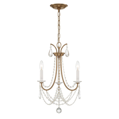 ##Antique Hardware## Karrington 3 Light Aged Brass Mini Chandelier