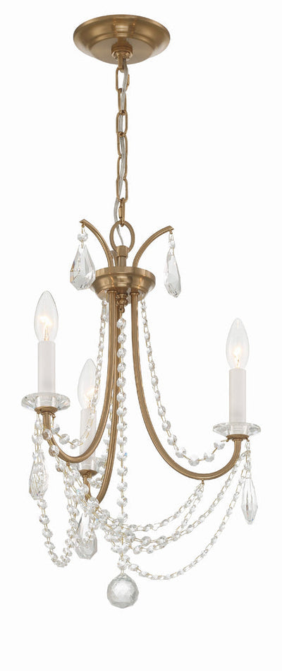 ##Antique Hardware## Karrington 3 Light Aged Brass Mini Chandelier