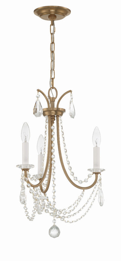 ##Antique Hardware## Karrington 3 Light Aged Brass Mini Chandelier