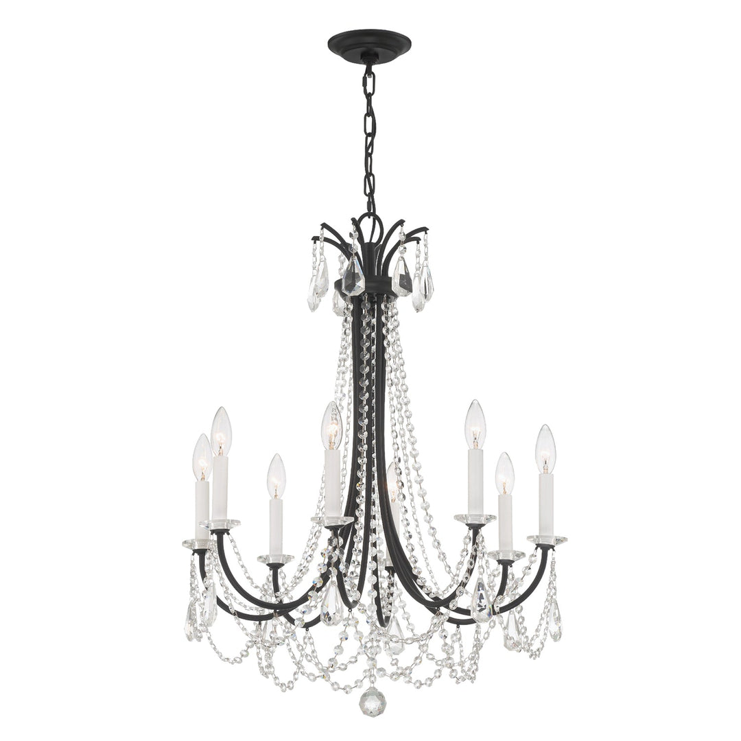 ##Antique Hardware## Karrington 8 Light Matte Black Chandelier