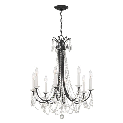 ##Antique Hardware## Karrington 8 Light Matte Black Chandelier