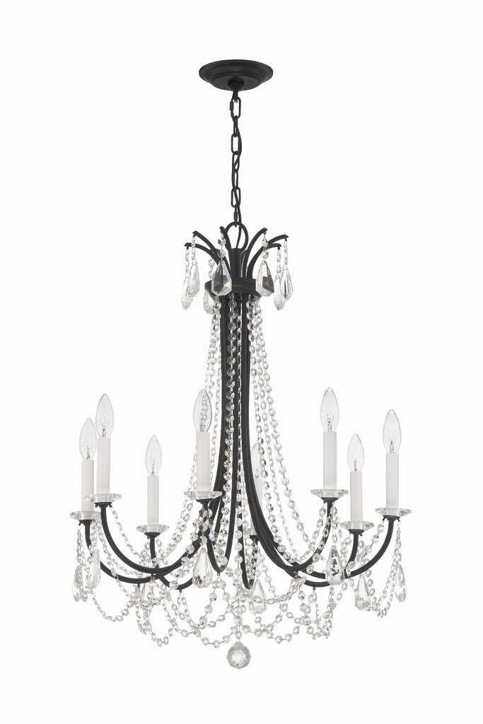 ##Antique Hardware## Karrington 8 Light Matte Black Chandelier