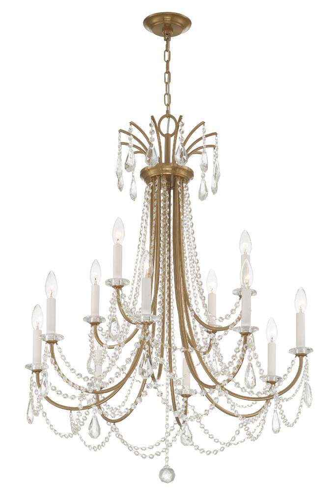 ##Antique Hardware## Karrington 12 Light Aged Brass Chandelier