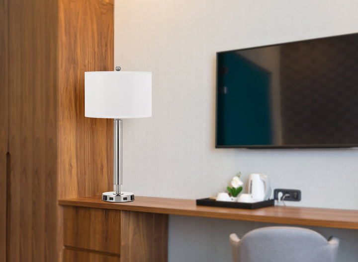 ##Antique Hardware## 100W METAL NIGHT STAND LAMP WITH 2 USB AND 2 POWER OUTLETS, ON OFF ROCKER BASE SWITCH