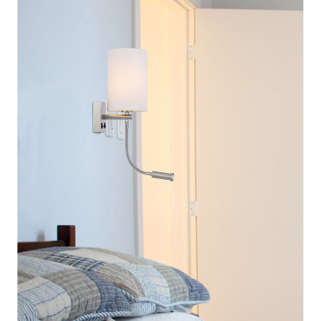 ##Antique Hardware## 60W LAKEWOOD WALL LAMP WITH 1W INTERGRATED LED READING LAMP