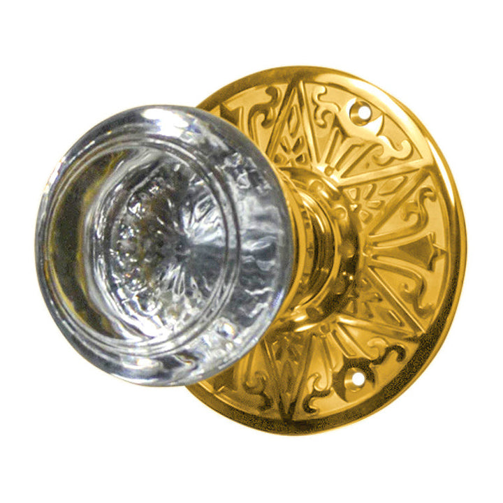 Eastlake Rosette Door Set with Crystal Round Door Knobs (Several Finishes Available)