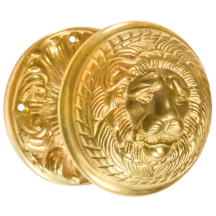 Romanesque Rosette Door Set with Lion Door Knobs (Several Finishes Available)