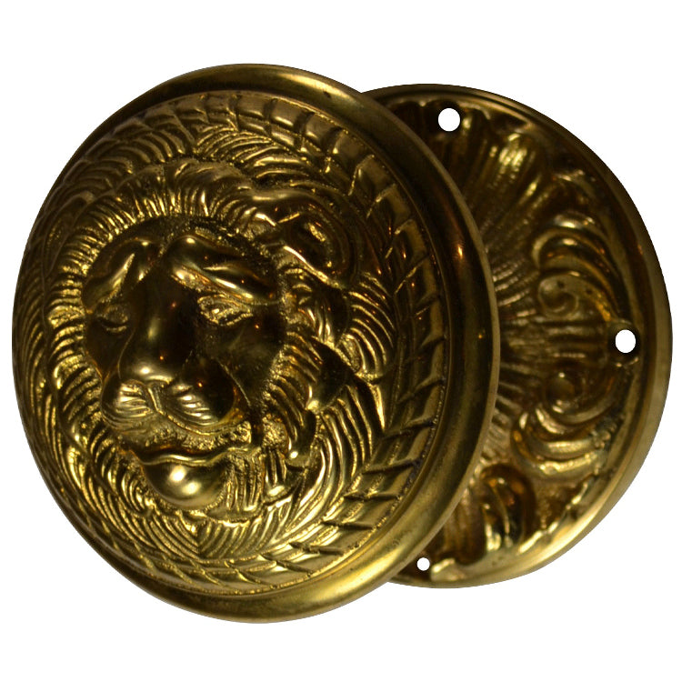 Romanesque Rosette Door Set with Lion Door Knobs (Several Finishes Available)