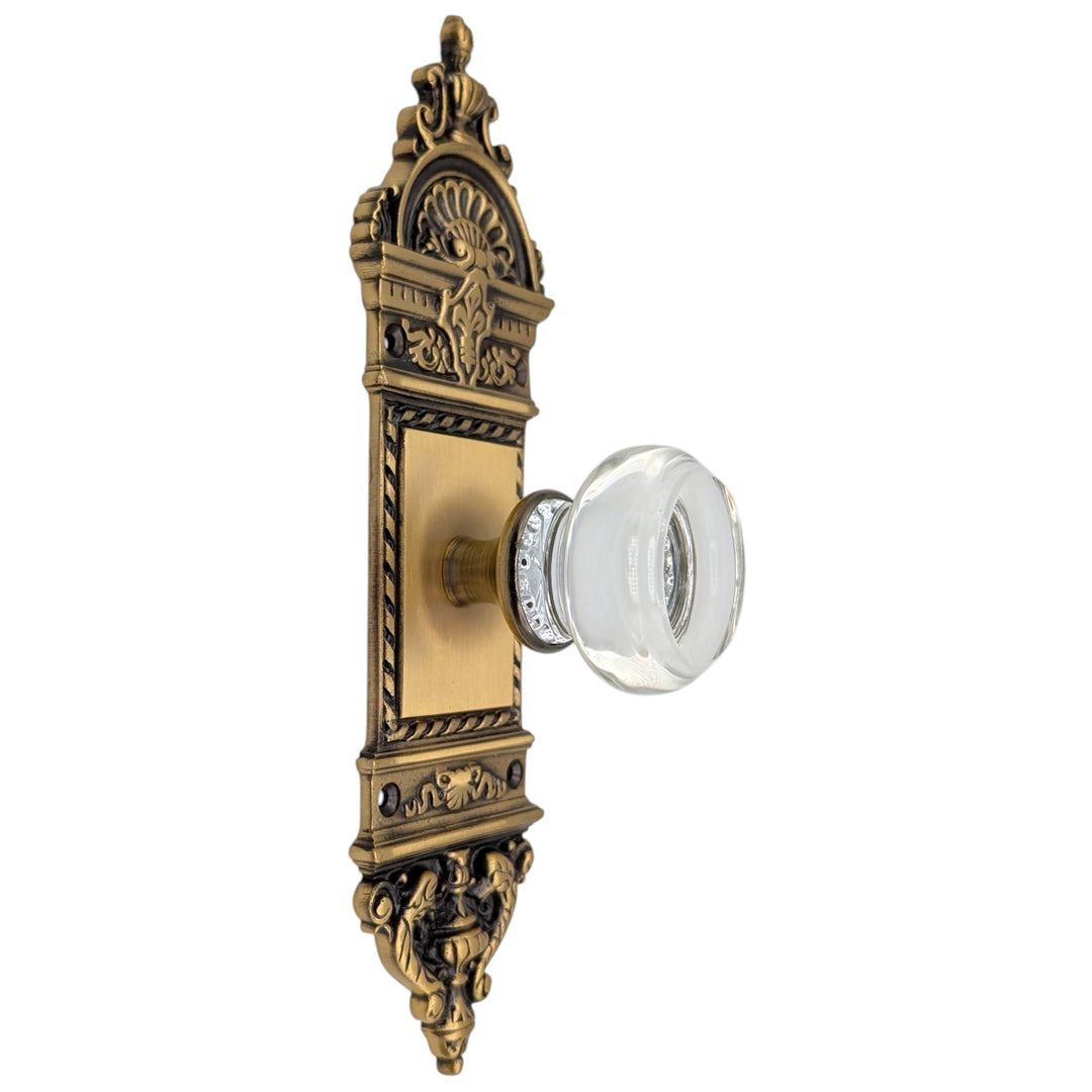 L'Enfant Small Backplate Door Set with Crystal Round Door Knobs (Several Finishes Available)