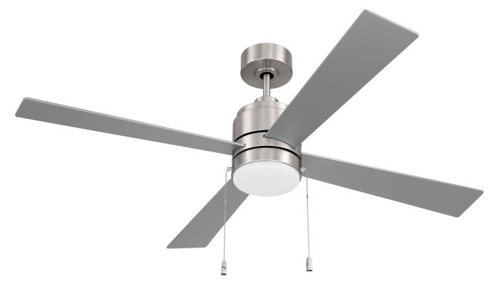 ##Antique Hardware## 52" McCoy 4-Blade w/ Pull Chain in Brushed Polished Nickel w/ Brushed Nickel Blades