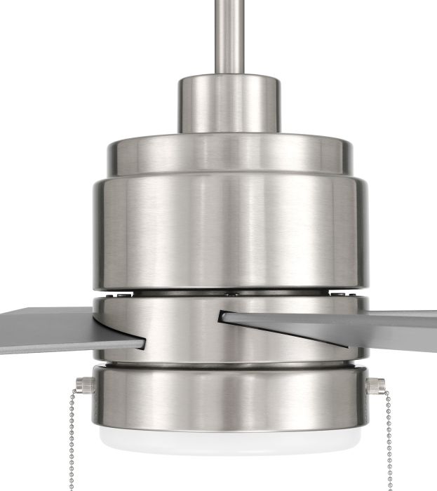 ##Antique Hardware## 52" McCoy 4-Blade w/ Pull Chain in Brushed Polished Nickel w/ Brushed Nickel Blades