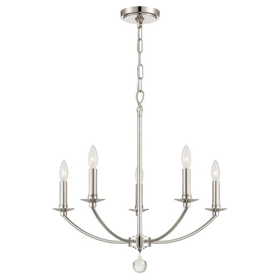 ##Antique Hardware## Mila 5 Light Polished Nickel Chandelier