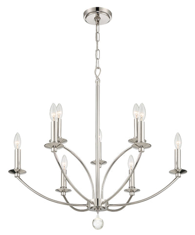 ##Antique Hardware## Mila 9 Light Polished Nickel Chandelier