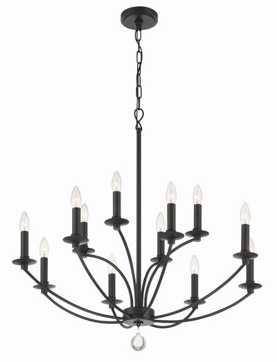 ##Antique Hardware## Mila 12 Light Black Chandelier