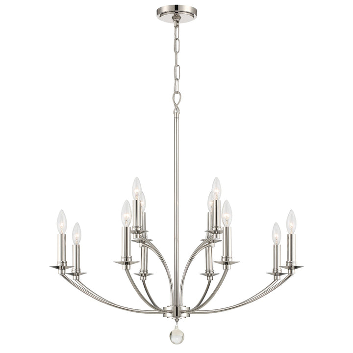 ##Antique Hardware## Mila 12 Light Polished Nickel Chandelier