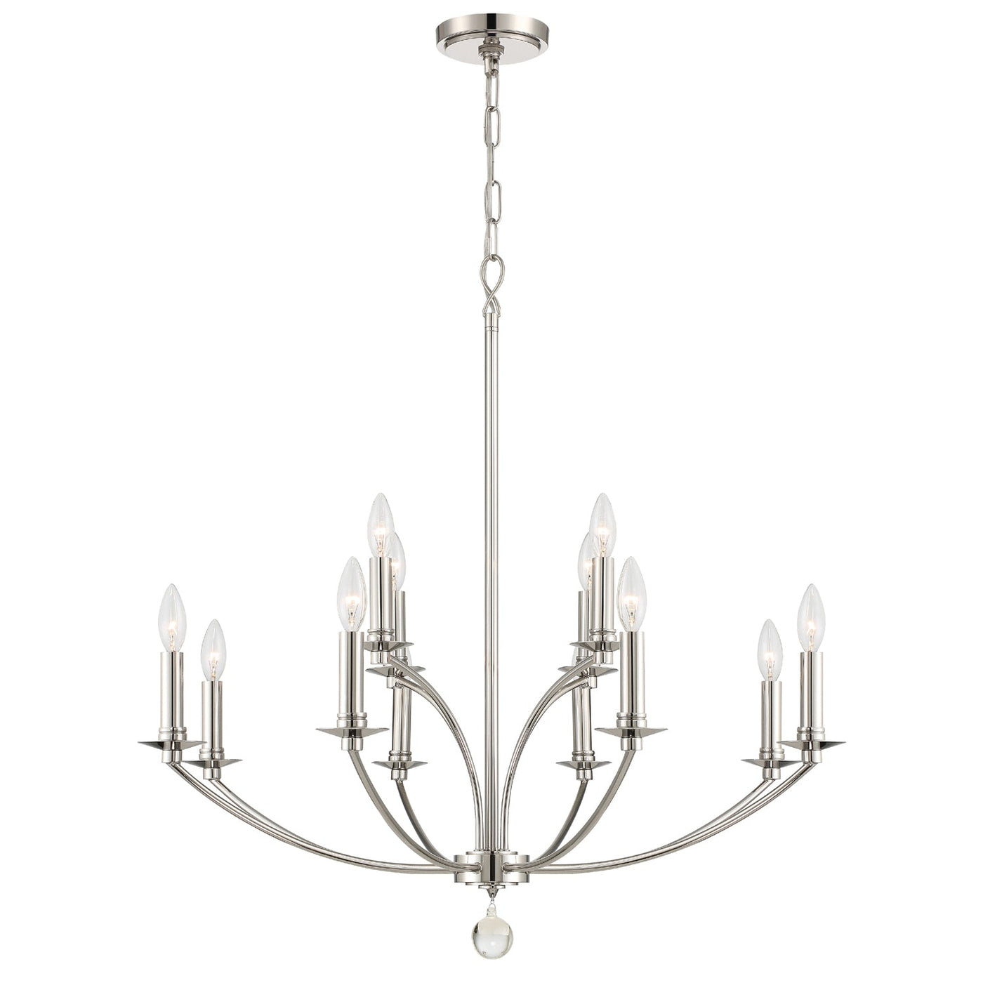 Crystorama Mila 12 Light Polished Nickel Chandelier