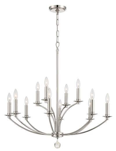 ##Antique Hardware## Mila 12 Light Polished Nickel Chandelier