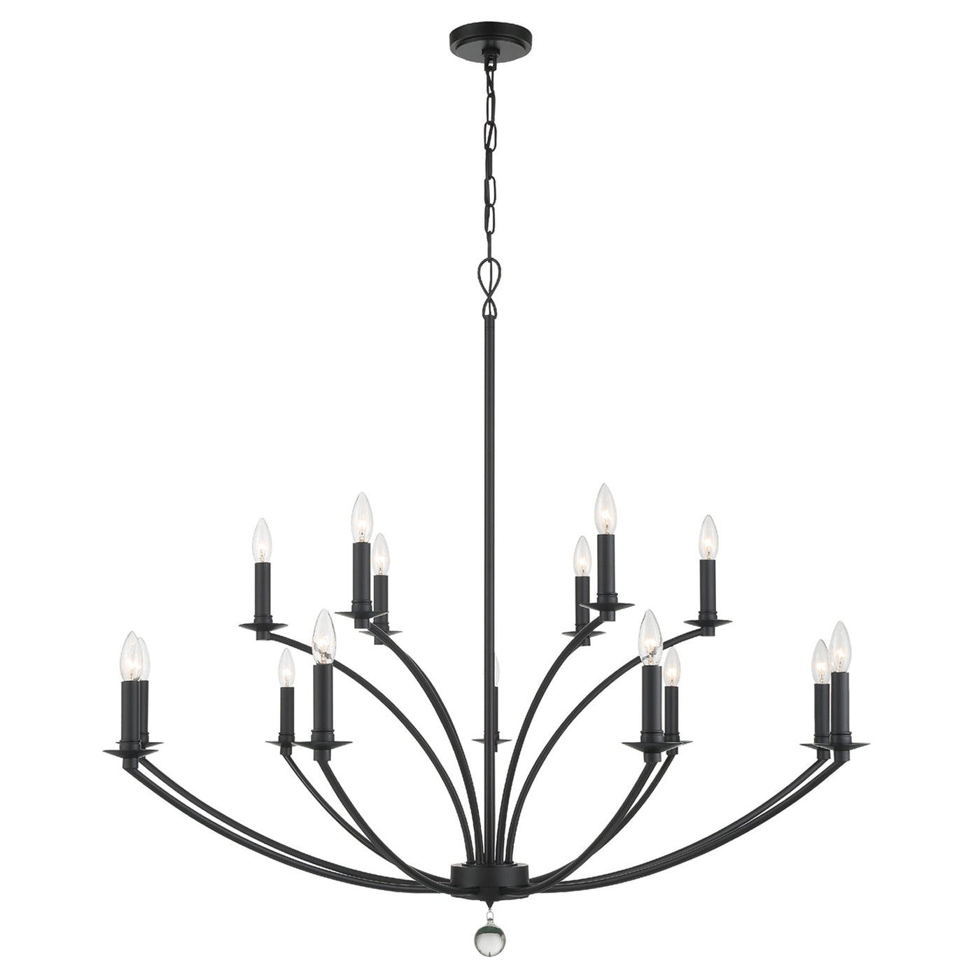 ##Antique Hardware## Mila 15 Light Black Chandelier