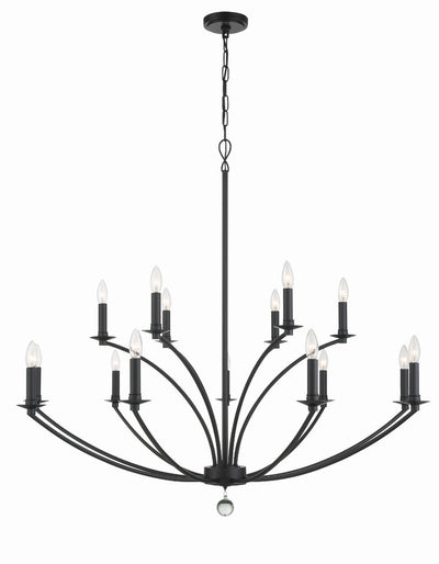 ##Antique Hardware## Mila 15 Light Black Chandelier