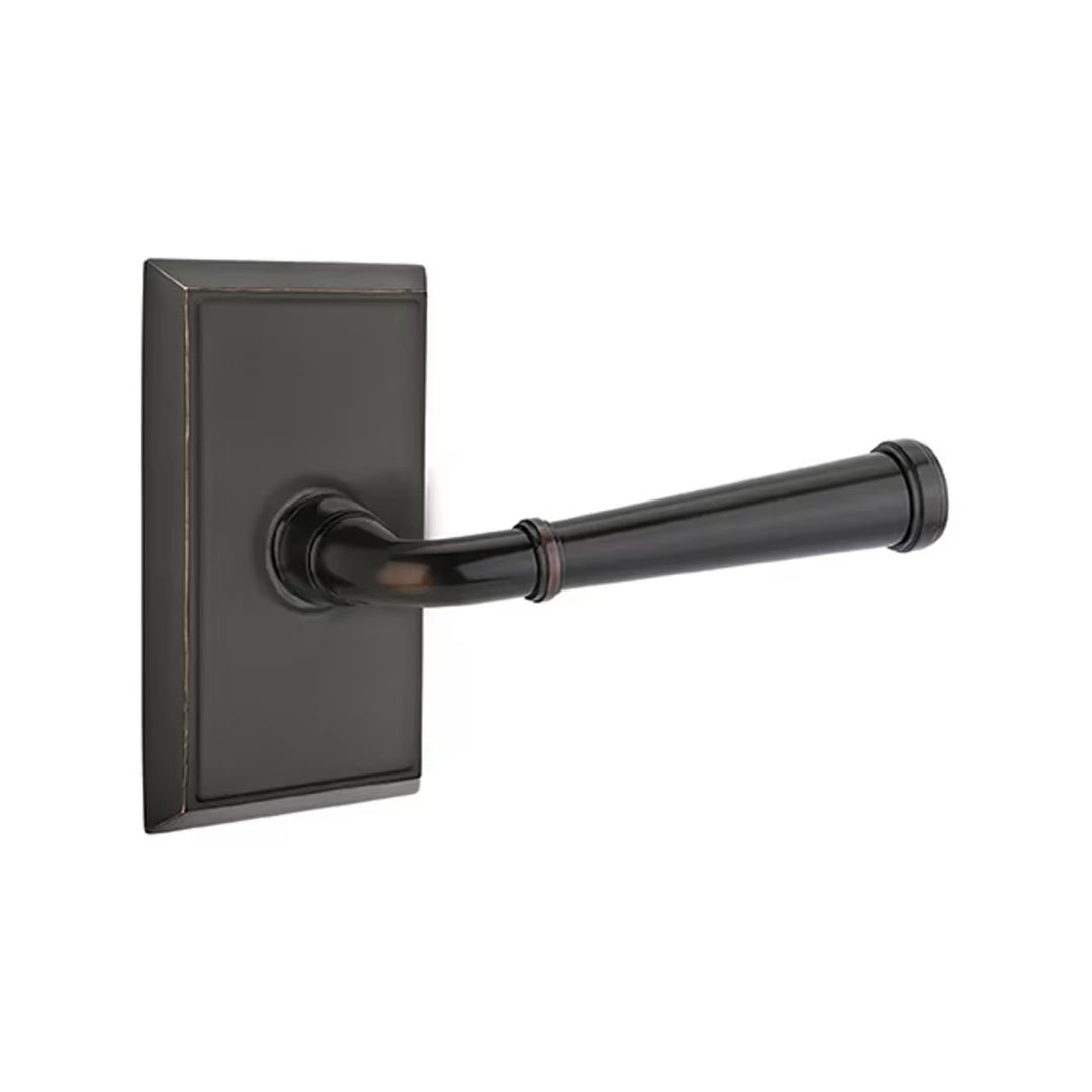 Emtek Solid Brass Merrimack Lever With Rectangular Rosette (Several Finishes Available)