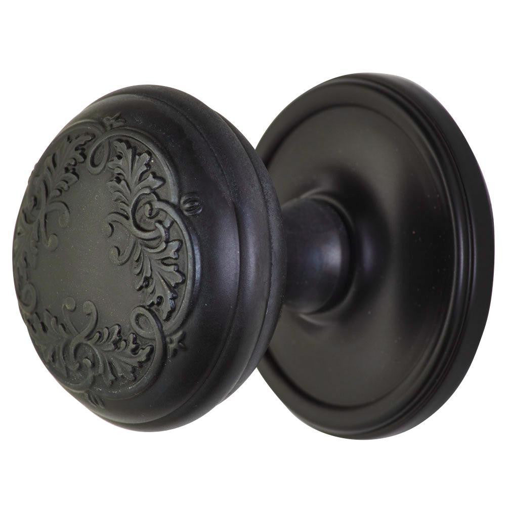 ##Antique Hardware## Traditional Rosette Door Set with Floral Leaf Pattern Knob (Several Finishes Available)