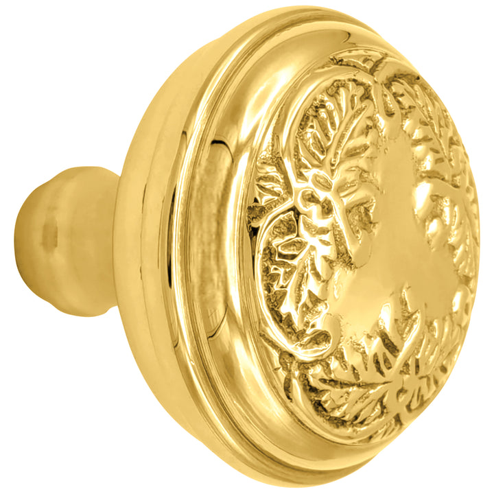 Floral Leaf Solid Brass Spare Door Knob Set (Several Finishes Available)