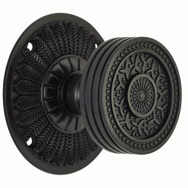 Feather Rosette Door Set with Rice Pattern Door Knobs (Several Finishes Available)