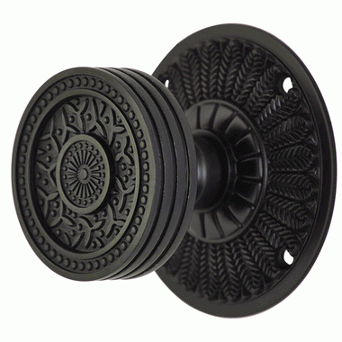 Antique Hardware Feather Rosette Door Set with Rice Pattern Door Knobs (Several Finishes Available) Inside Door Knobs