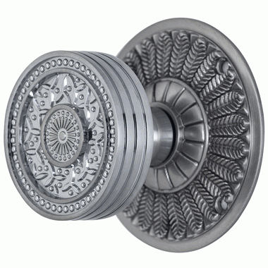 Antique Hardware Feather Rosette Door Set with Rice Pattern Door Knobs (Several Finishes Available) Inside Door Knobs