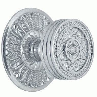 Feather Rosette Door Set with Rice Pattern Door Knobs (Several Finishes Available)
