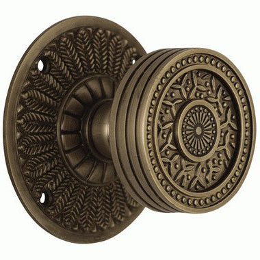 Feather Rosette Door Set with Rice Pattern Door Knobs (Several Finishes Available)