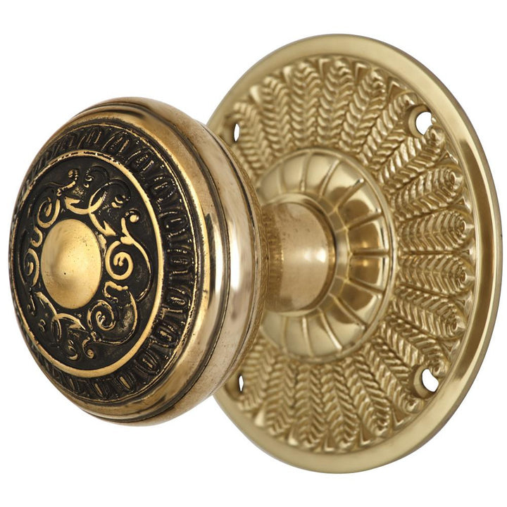##Antique Hardware## Feather Rosette Door Set with Egg & Dart Door Knobs (Several Finishes Available)