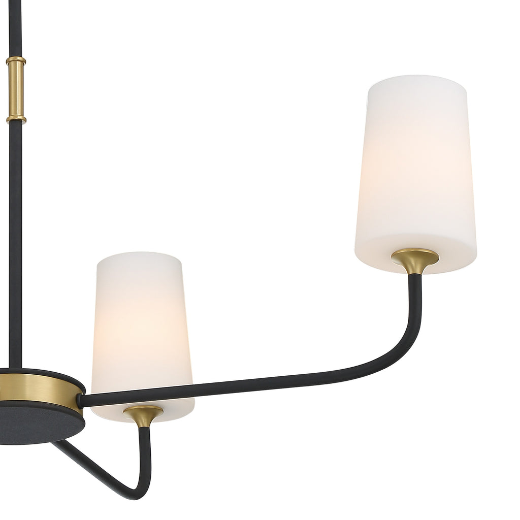 ##Antique Hardware## Niles 4 Light Black Forged + Modern Gold Chandelier