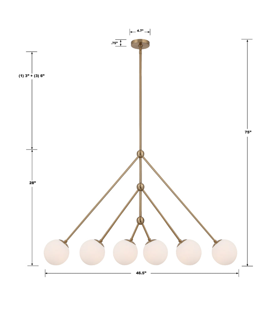 ##Antique Hardware## Omni 6 Light Aged Brass Chandelier