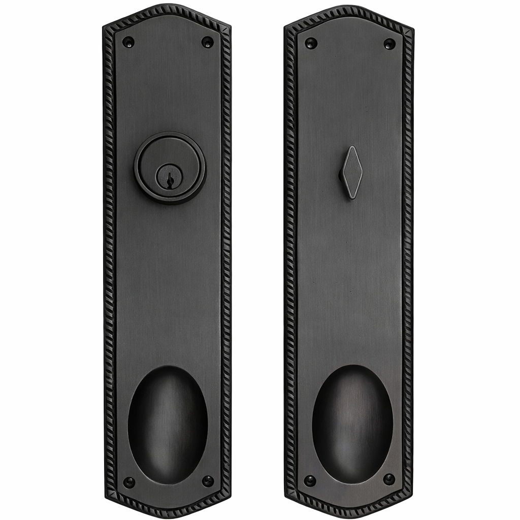 ##Antique Hardware## Georgian Oval Roped Style Single Door Entryway Set (Several Knob & Finish Options Available)