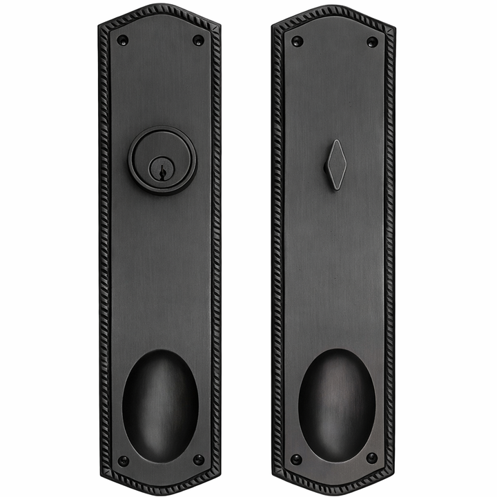 ##Antique Hardware## Georgian Oval Roped Style Single Door Entryway Set (Several Knob & Finish Options Available)